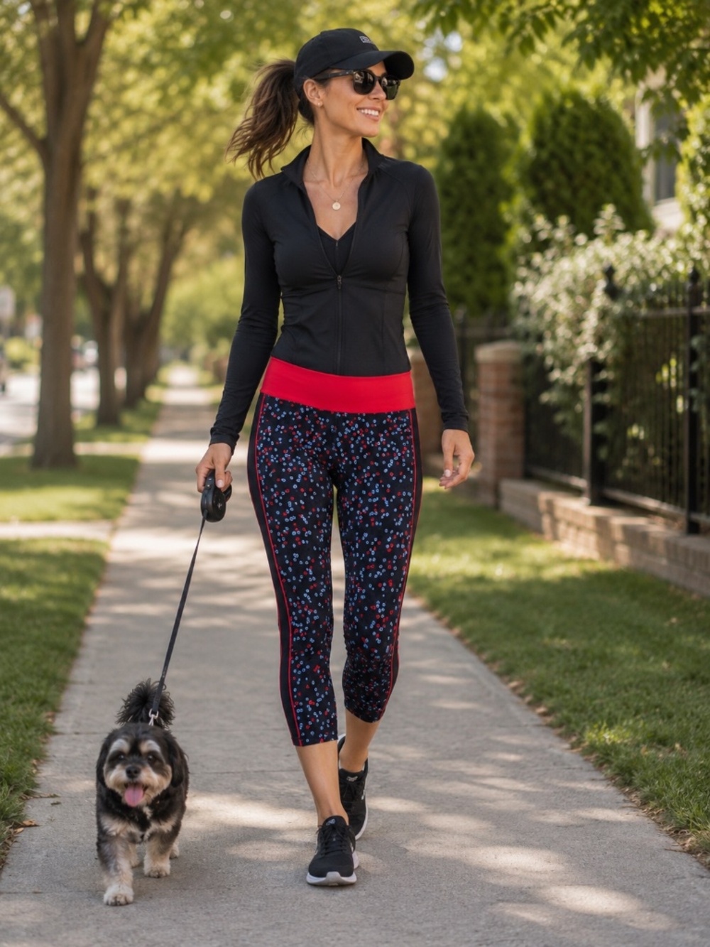 ❤️ Joe Fresh Active Cropped Leggings | Size Medium | Red & Navy Print ❤️